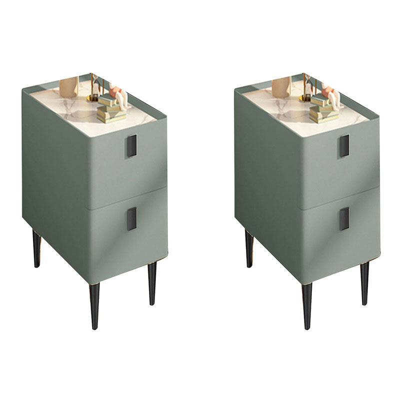 Zeitgenössischer Stein am Nachtbezirk mit 2 Holzschubladen für Schlafzimmer