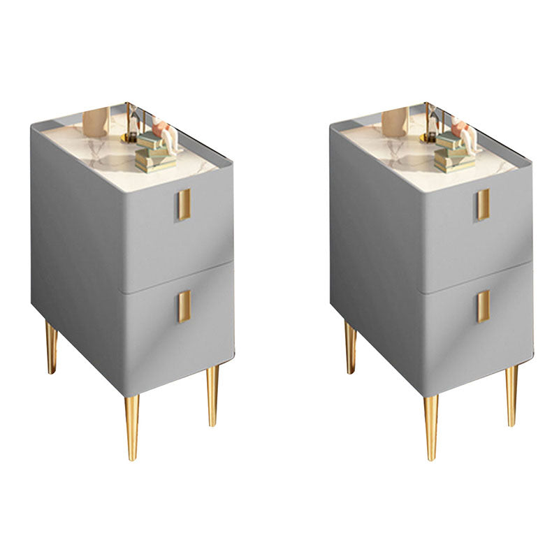 Zeitgenössischer Stein am Nachtbezirk mit 2 Holzschubladen für Schlafzimmer