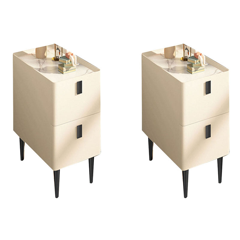 寝室用の2つの木製の引き出しが付いた現代の石のベッドサイドキャビネット