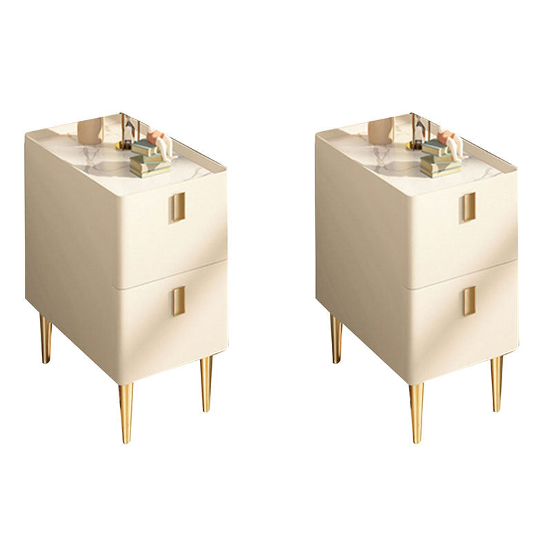 Zeitgenössischer Stein am Nachtbezirk mit 2 Holzschubladen für Schlafzimmer