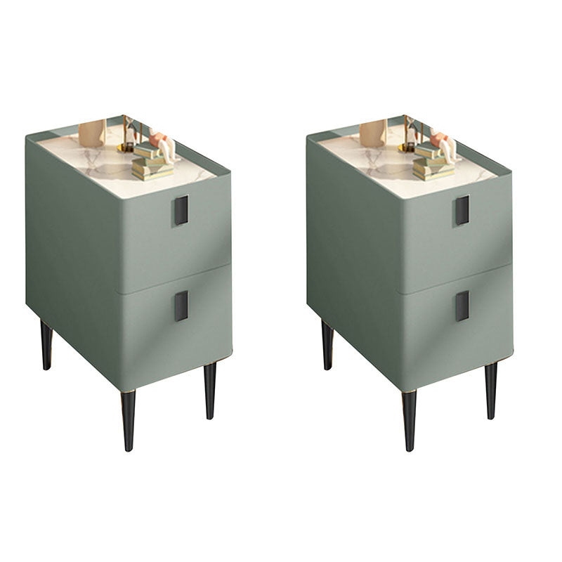 Gabinete de cama de piedra contemporáneo con 2 cajones de madera para dormitorio