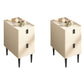 Contemporary Stone Bedside Cabinet with 2 Wood Drawers for Bedroom