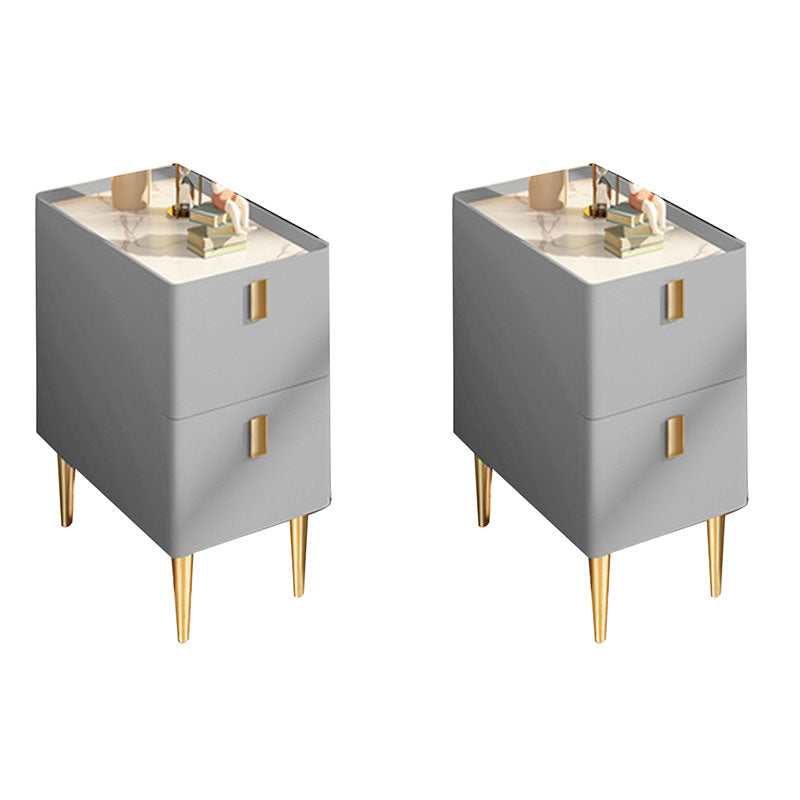 寝室用の2つの木製の引き出しが付いた現代の石のベッドサイドキャビネット