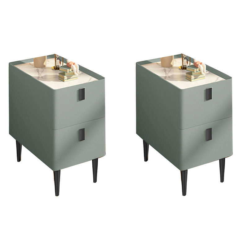 Zeitgenössischer Stein am Nachtbezirk mit 2 Holzschubladen für Schlafzimmer