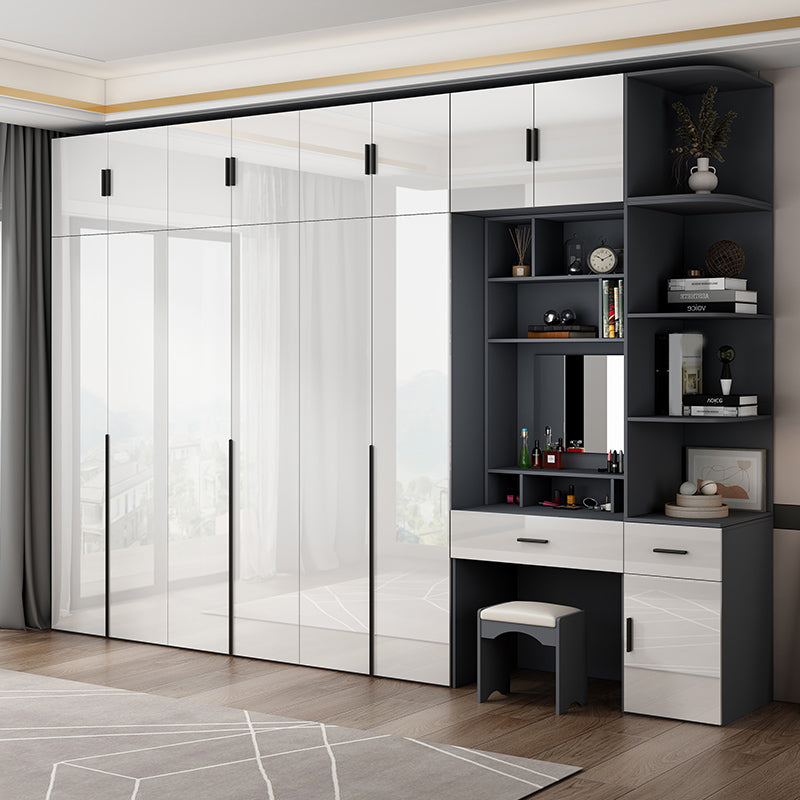 Engineered Wood Armoire Modern White Wardrobe Closet with Garment Rod Clearhalo 'Armoires & Wardrobes' 'armoires_wardrobes' 'Bedroom Furniture' 'furn' 'furn_armoires_wardrobes' 'Furniture' 7871599