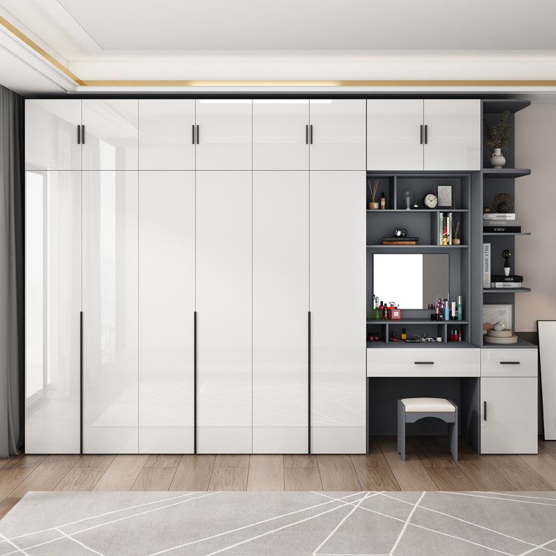 Engineered Wood Armoire Modern White Wardrobe Closet with Garment Rod Clearhalo 'Armoires & Wardrobes' 'armoires_wardrobes' 'Bedroom Furniture' 'furn' 'furn_armoires_wardrobes' 'Furniture' 7871602
