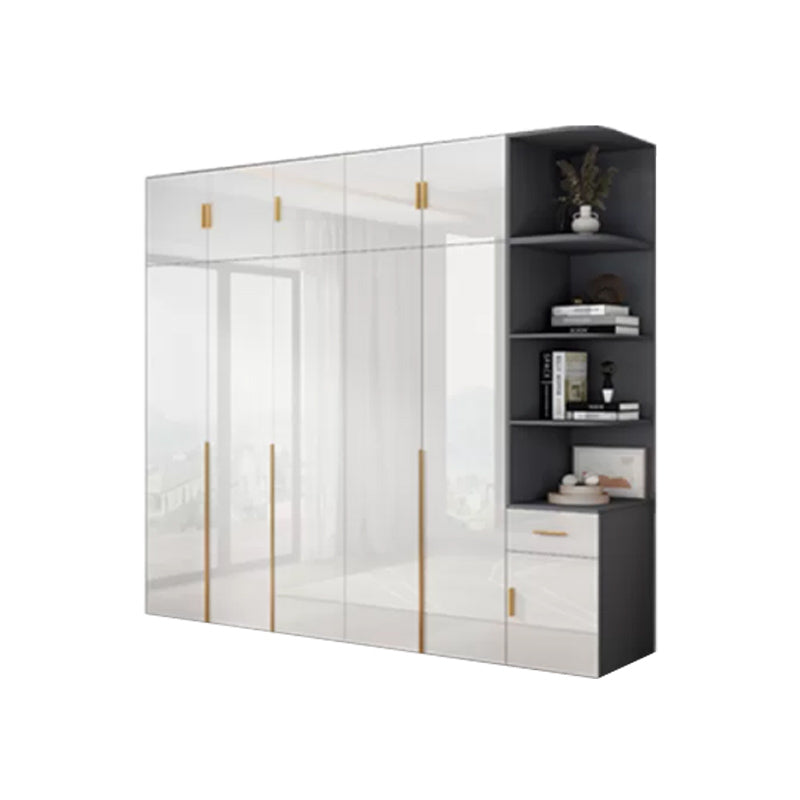 Engineered Wood Armoire Modern White Wardrobe Closet with Garment Rod Armoire & Side Cabinet & Top Cabinet 79"L x 20"W x 79"H Clearhalo 'Armoires & Wardrobes' 'armoires_wardrobes' 'Bedroom Furniture' 'furn' 'furn_armoires_wardrobes' 'Furniture' 7871612