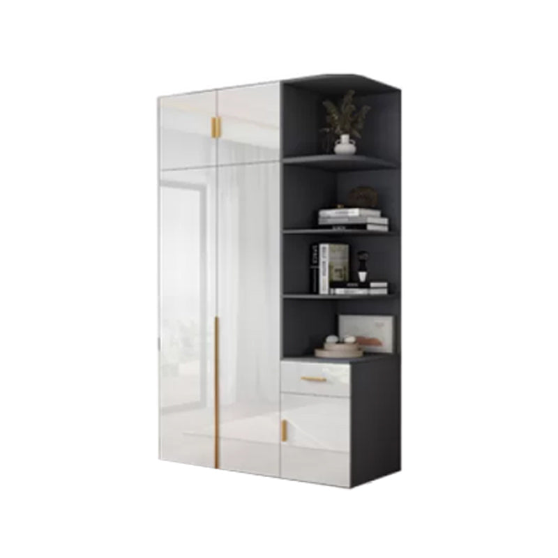 Engineered Wood Armoire Modern White Wardrobe Closet with Garment Rod Armoire & Side Cabinet & Top Cabinet 31.5"L x 20"W x 79"H Clearhalo 'Armoires & Wardrobes' 'armoires_wardrobes' 'Bedroom Furniture' 'furn' 'furn_armoires_wardrobes' 'Furniture' 7871614