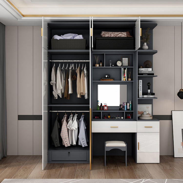 Engineered Wood Armoire Modern White Wardrobe Closet with Garment Rod Clearhalo 'Armoires & Wardrobes' 'armoires_wardrobes' 'Bedroom Furniture' 'furn' 'furn_armoires_wardrobes' 'Furniture' 7871617