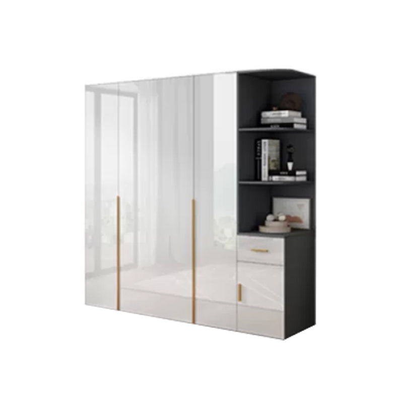 Engineered Wood Armoire Modern White Wardrobe Closet with Garment Rod Armoire with Side Cabinet 63"L x 20"W x 79"H Clearhalo 'Armoires & Wardrobes' 'armoires_wardrobes' 'Bedroom Furniture' 'furn' 'furn_armoires_wardrobes' 'Furniture' 7871619