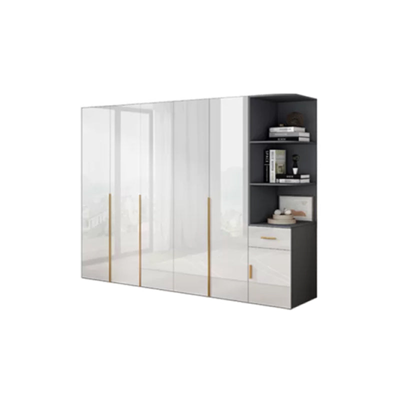 Engineered Wood Armoire Modern White Wardrobe Closet with Garment Rod Armoire with Side Cabinet 79"L x 20"W x 79"H Clearhalo 'Armoires & Wardrobes' 'armoires_wardrobes' 'Bedroom Furniture' 'furn' 'furn_armoires_wardrobes' 'Furniture' 7871620