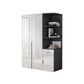 Engineered Wood Armoire Modern White Wardrobe Closet with Garment Rod Armoire with Side Cabinet 31.5"L x 20"W x 79"H Clearhalo 'Armoires & Wardrobes' 'armoires_wardrobes' 'Bedroom Furniture' 'furn' 'furn_armoires_wardrobes' 'Furniture' 7871621