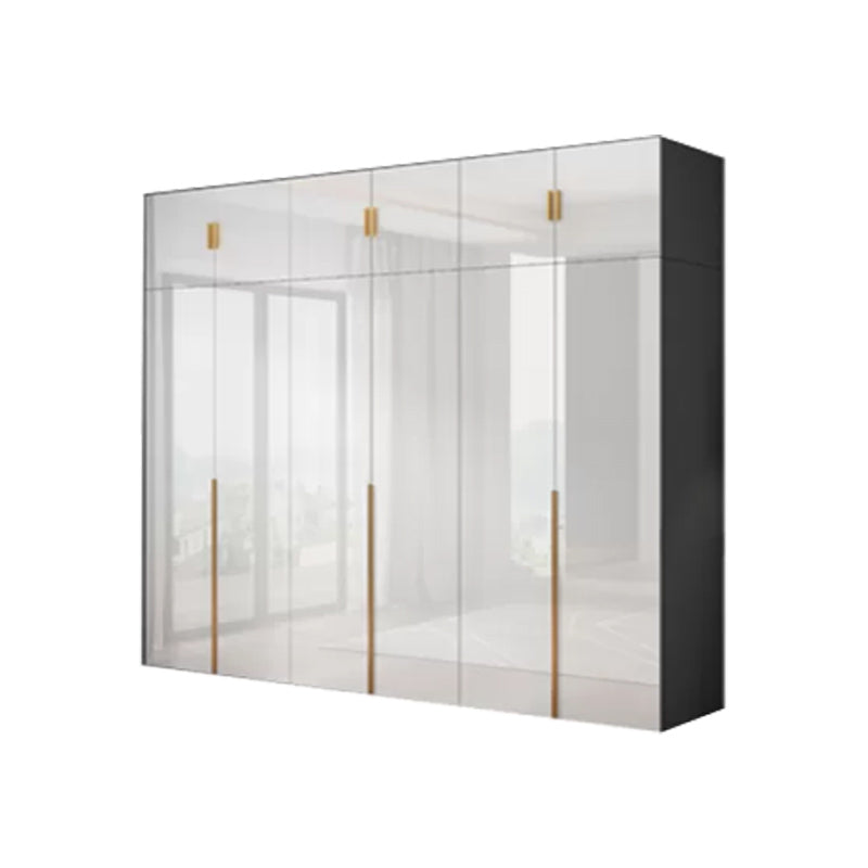 Engineered Wood Armoire Modern White Wardrobe Closet with Garment Rod Armoire with Top Cabinet 94.5"L x 20"W x 79"H Clearhalo 'Armoires & Wardrobes' 'armoires_wardrobes' 'Bedroom Furniture' 'furn' 'furn_armoires_wardrobes' 'Furniture' 7871627