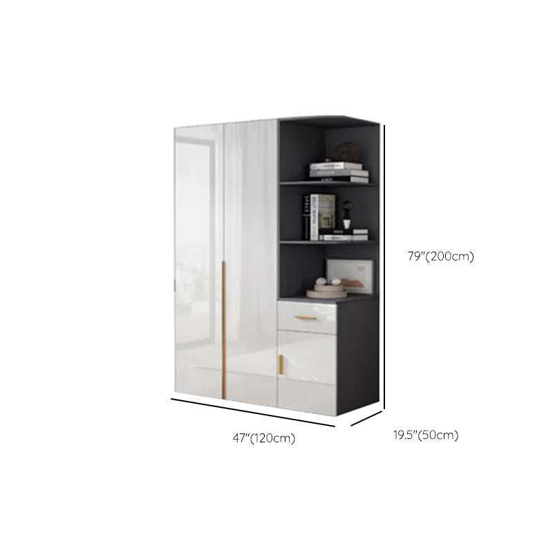 Engineered Wood Armoire Modern White Wardrobe Closet with Garment Rod Clearhalo 'Armoires & Wardrobes' 'armoires_wardrobes' 'Bedroom Furniture' 'furn' 'furn_armoires_wardrobes' 'Furniture' 7871638