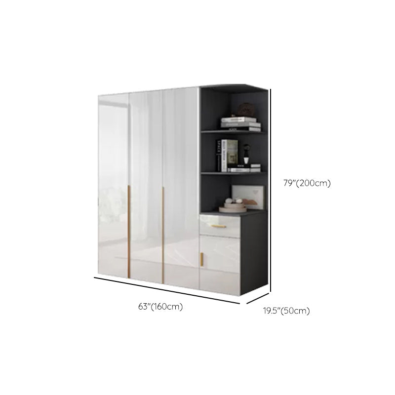 Engineered Wood Armoire Modern White Wardrobe Closet with Garment Rod Clearhalo 'Armoires & Wardrobes' 'armoires_wardrobes' 'Bedroom Furniture' 'furn' 'furn_armoires_wardrobes' 'Furniture' 7871639