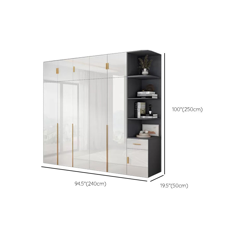 Engineered Wood Armoire Modern White Wardrobe Closet with Garment Rod Clearhalo 'Armoires & Wardrobes' 'armoires_wardrobes' 'Bedroom Furniture' 'furn' 'furn_armoires_wardrobes' 'Furniture' 7871646
