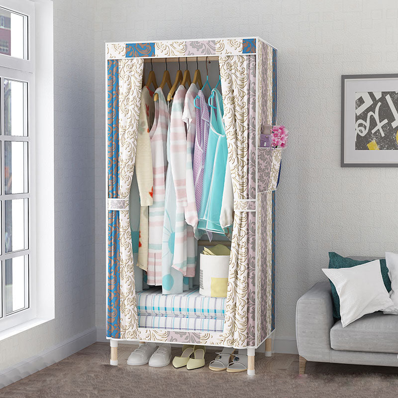 Metal Modern Armoire Shelves Storage Wardrobe Closet with Garment Rod 25.6"L x 17.7"W x 62.9"H Light Gray Clearhalo 'Armoires & Wardrobes' 'armoires_wardrobes' 'Bedroom Furniture' 'furn' 'furn_armoires_wardrobes' 'Furniture' 7871649