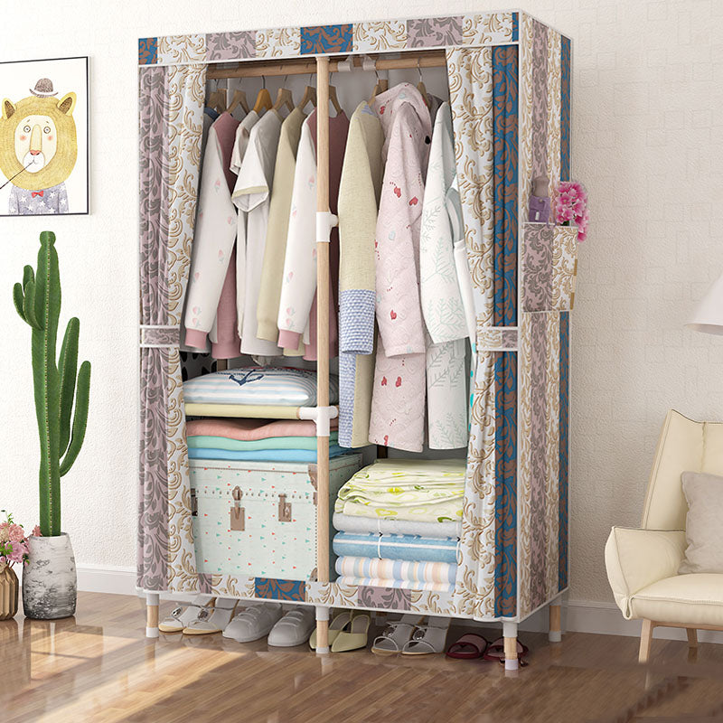 Metal Modern Armoire Shelves Storage Wardrobe Closet with Garment Rod 33"L x 18"W x 63"H Light Gray Clearhalo 'Armoires & Wardrobes' 'armoires_wardrobes' 'Bedroom Furniture' 'furn' 'furn_armoires_wardrobes' 'Furniture' 7871652