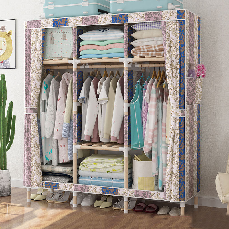 Metal Modern Armoire Shelves Storage Wardrobe Closet with Garment Rod 51"L x 18"W x 67"H Light Gray Clearhalo 'Armoires & Wardrobes' 'armoires_wardrobes' 'Bedroom Furniture' 'furn' 'furn_armoires_wardrobes' 'Furniture' 7871653