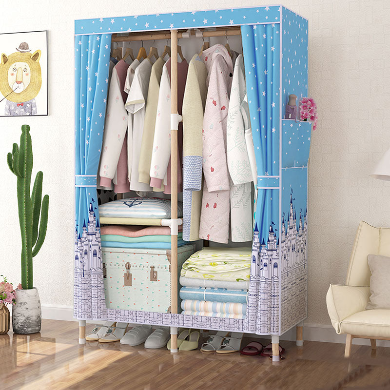Metal Modern Armoire Shelves Storage Wardrobe Closet with Garment Rod 33"L x 18"W x 63"H Green Clearhalo 'Armoires & Wardrobes' 'armoires_wardrobes' 'Bedroom Furniture' 'furn' 'furn_armoires_wardrobes' 'Furniture' 7871654