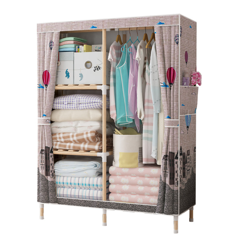 Metal Modern Armoire Shelves Storage Wardrobe Closet with Garment Rod 39"L x 18"W x 63"H Chocolate Clearhalo 'Armoires & Wardrobes' 'armoires_wardrobes' 'Bedroom Furniture' 'furn' 'furn_armoires_wardrobes' 'Furniture' 7871656