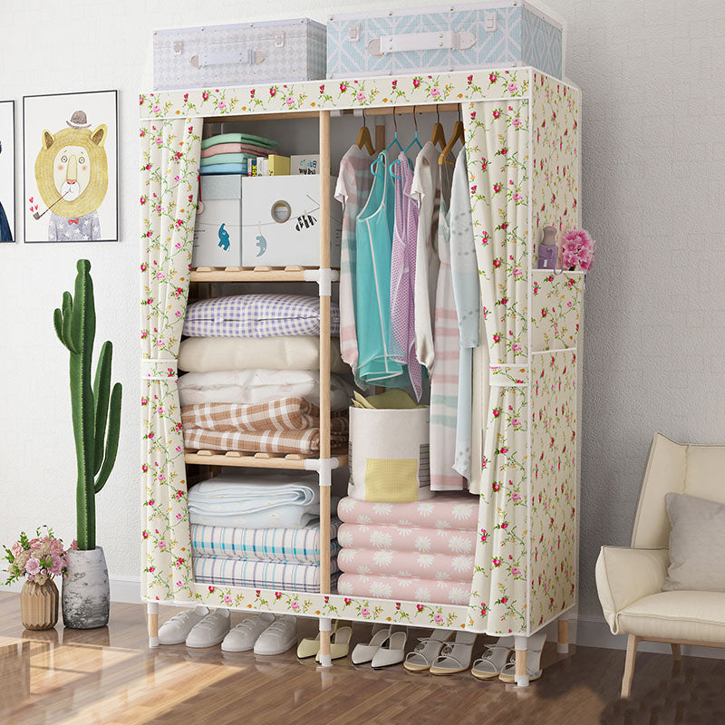 Metal Modern Armoire Shelves Storage Wardrobe Closet with Garment Rod 39"L x 18"W x 63"H Yellow Clearhalo 'Armoires & Wardrobes' 'armoires_wardrobes' 'Bedroom Furniture' 'furn' 'furn_armoires_wardrobes' 'Furniture' 7871660