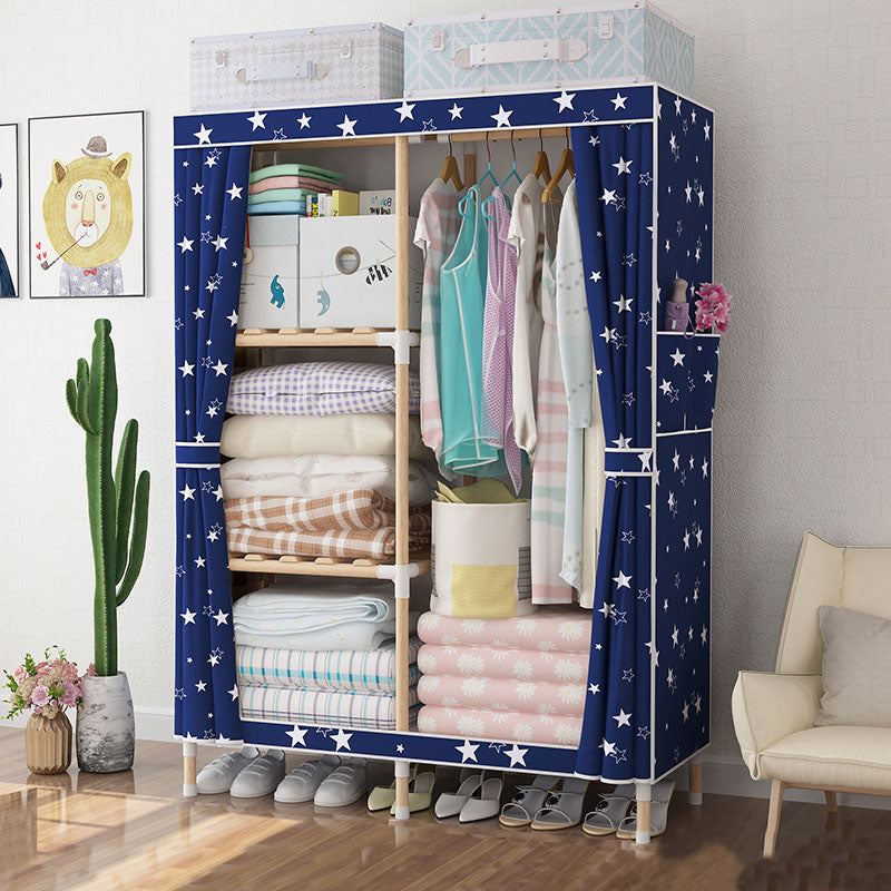 Metal Modern Armoire Shelves Storage Wardrobe Closet with Garment Rod Blue Clearhalo 'Armoires & Wardrobes' 'armoires_wardrobes' 'Bedroom Furniture' 'furn' 'furn_armoires_wardrobes' 'Furniture' 7871665