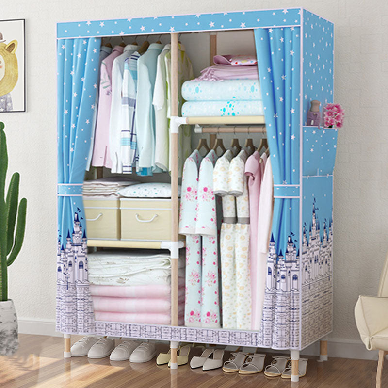 Metal Modern Armoire Shelves Storage Wardrobe Closet with Garment Rod 47"L x 18"W x 67"H Green Clearhalo 'Armoires & Wardrobes' 'armoires_wardrobes' 'Bedroom Furniture' 'furn' 'furn_armoires_wardrobes' 'Furniture' 7871666