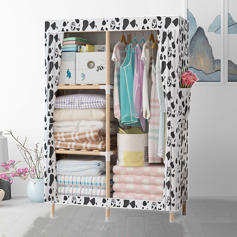 Metal Modern Armoire Shelves Storage Wardrobe Closet with Garment Rod 39"L x 18"W x 63"H Black-White Clearhalo 'Armoires & Wardrobes' 'armoires_wardrobes' 'Bedroom Furniture' 'furn' 'furn_armoires_wardrobes' 'Furniture' 7871669