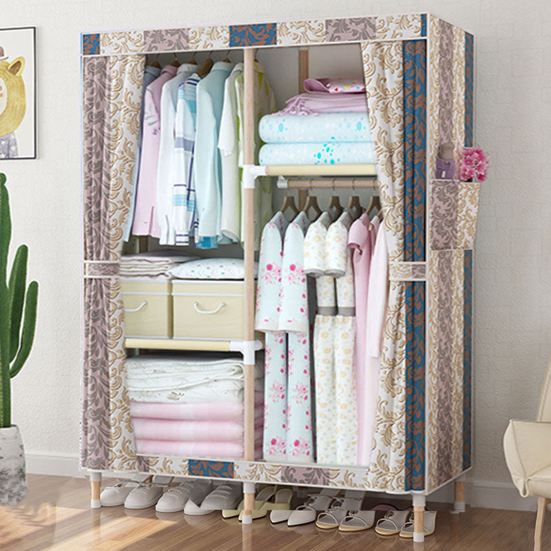 Metal Modern Armoire Shelves Storage Wardrobe Closet with Garment Rod 47"L x 18"W x 67"H Light Gray Clearhalo 'Armoires & Wardrobes' 'armoires_wardrobes' 'Bedroom Furniture' 'furn' 'furn_armoires_wardrobes' 'Furniture' 7871671