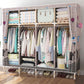 Metal Modern Armoire Shelves Storage Wardrobe Closet with Garment Rod
