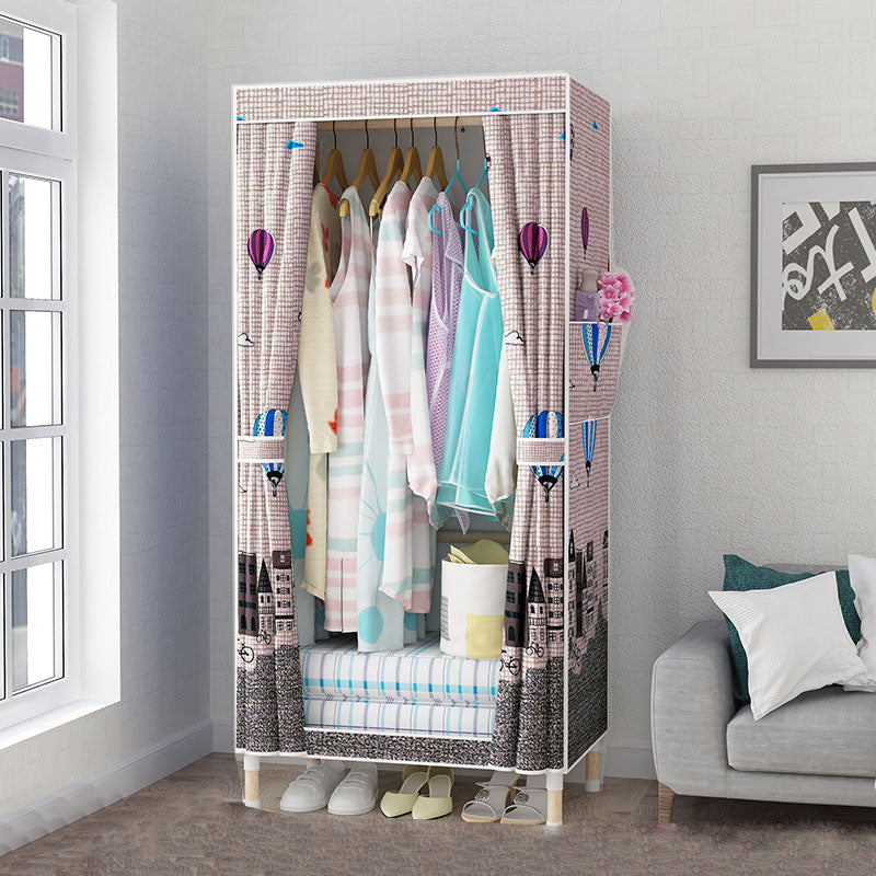 Metal Modern Armoire Shelves Storage Wardrobe Closet with Garment Rod 25.6"L x 17.7"W x 62.9"H Chocolate Clearhalo 'Armoires & Wardrobes' 'armoires_wardrobes' 'Bedroom Furniture' 'furn' 'furn_armoires_wardrobes' 'Furniture' 7871688