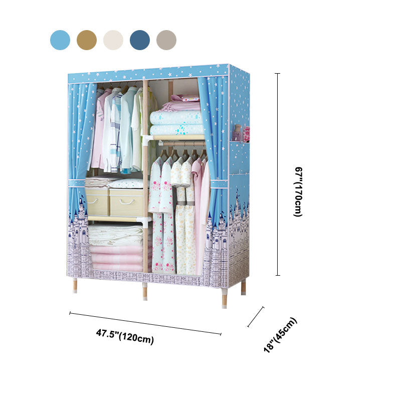 Metal Modern Armoire Shelves Storage Wardrobe Closet with Garment Rod Clearhalo 'Armoires & Wardrobes' 'armoires_wardrobes' 'Bedroom Furniture' 'furn' 'furn_armoires_wardrobes' 'Furniture' 7871696