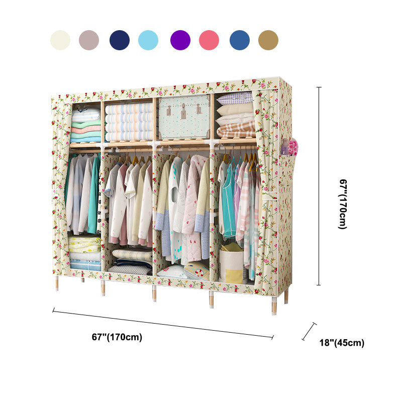 Metal Modern Armoire Shelves Storage Wardrobe Closet with Garment Rod