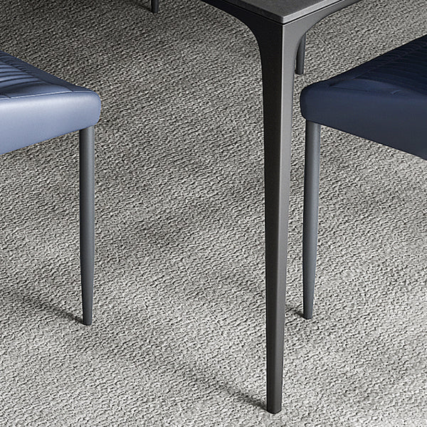 Modern Rectangular Grey Stone Top Dining Table with 4 Black Legs Clearhalo 'Dining Tables & Seating' 'Dining Tables' 'dining_table' 'furn' 'furn_dining_table' 'Furniture' 'Kitchen & Dining Furniture' 7872615