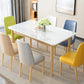 Contemporary Rectangular White Glass Dining Table with Solid Wood Legs