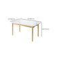 Contemporary Rectangular White Glass Dining Table with Solid Wood Legs
