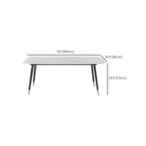 Contemporary Rectangular White Stone Dining Table with 4 Steel Foot