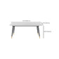 Contemporary Rectangular White Stone Dining Table with 4 Steel Foot