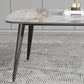 Mesa de comedor de piedra rectangular de lujo con 4 patas de acero dorado y negro