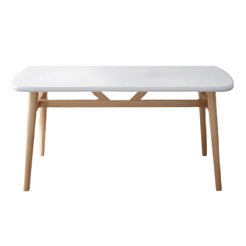 Hedendaagse rechthoekige houten eettafel met ijzeren schok voor 2-4 personen