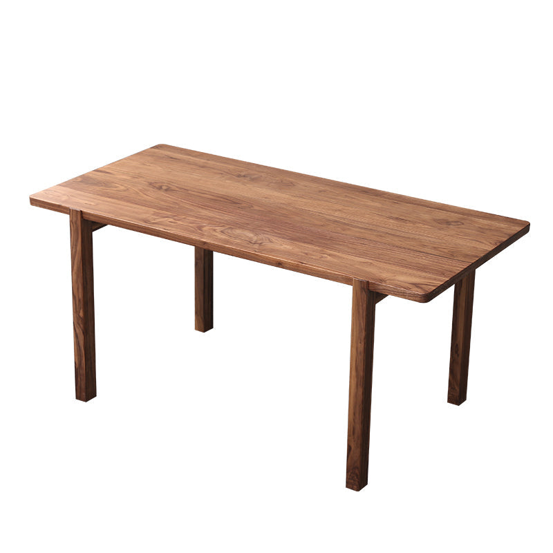 Legno di noce marrone 1/5 pezzi Dinette set con tavolo da pranzo rettangolo e sedie in legno
