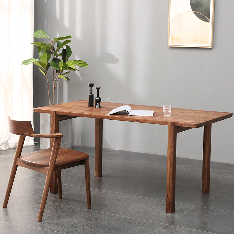 Legno di noce marrone 1/5 pezzi Dinette set con tavolo da pranzo rettangolo e sedie in legno