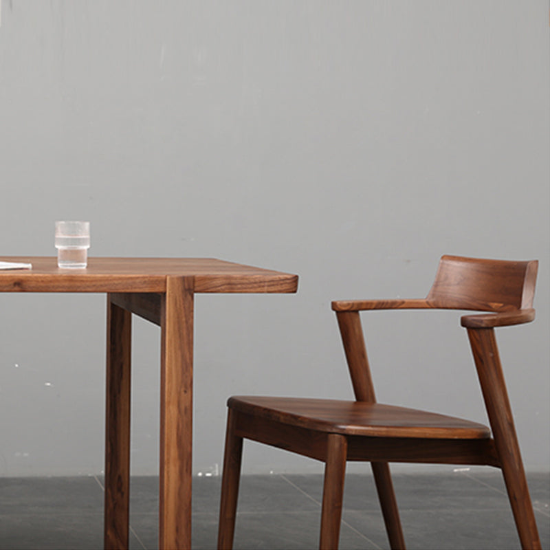 Legno di noce marrone 1/5 pezzi Dinette set con tavolo da pranzo rettangolo e sedie in legno