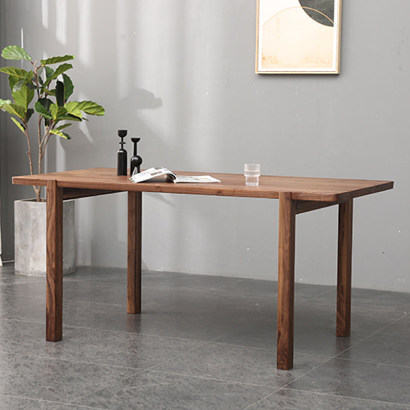 Legno di noce marrone 1/5 pezzi Dinette set con tavolo da pranzo rettangolo e sedie in legno