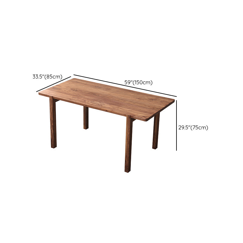 Legno di noce marrone 1/5 pezzi Dinette set con tavolo da pranzo rettangolo e sedie in legno