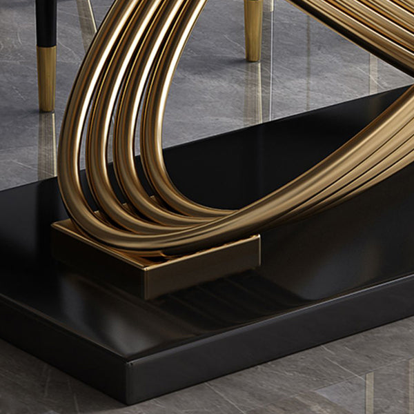 Set da pranzo da 1/5/7 PC con tavolo da dinette in pietra bianca lucida e sedie imbottite