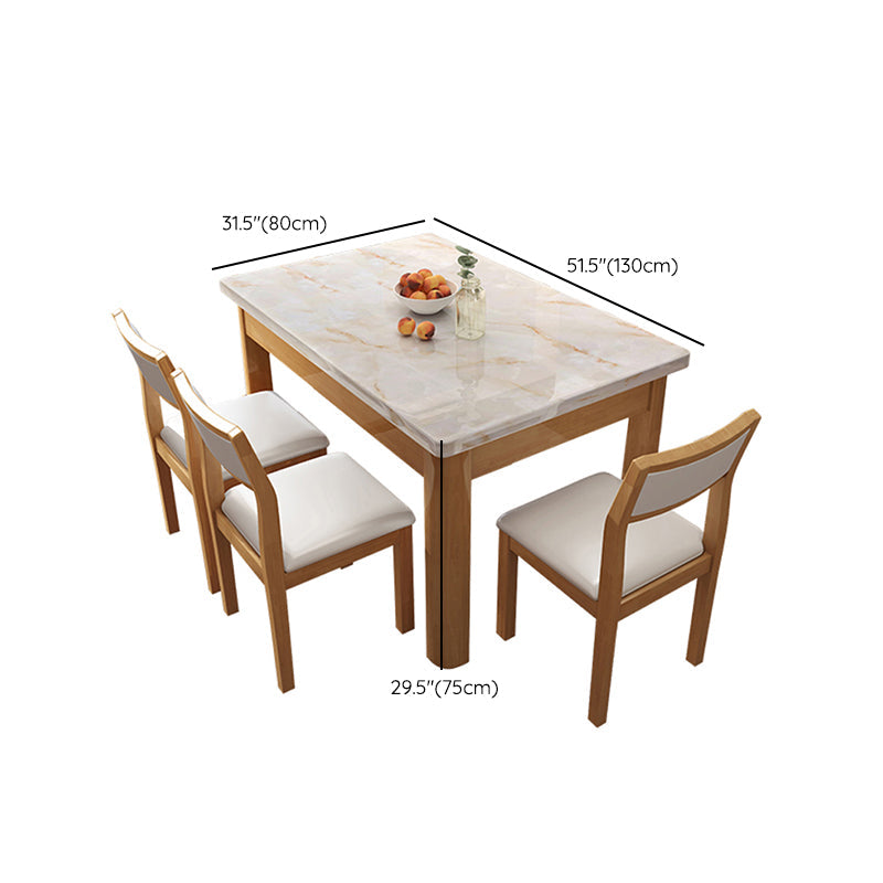 7 Piece Faux Marble Top Rectangle Shape Dining Room Furniture Set Clearhalo 'Dining Room Sets' 'Dining Tables & Seating' 'dining_room_set' 'furn' 'furn_dining_room_set' 'Furniture' 'Kitchen & Dining Furniture' 7873028