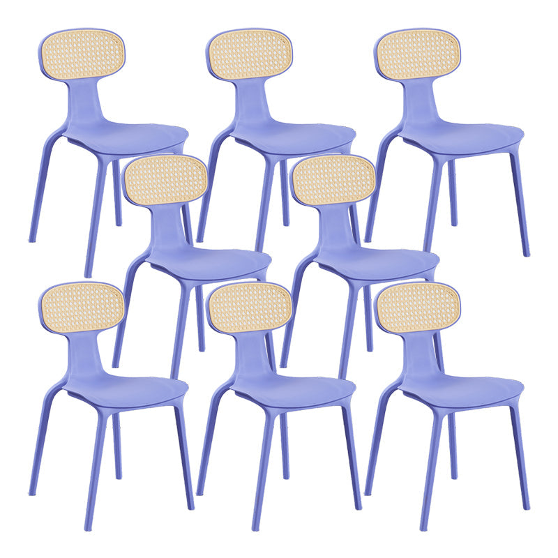 Contemporary Slat Back Plastic Armless Dining Chairs(Set of 4/8)