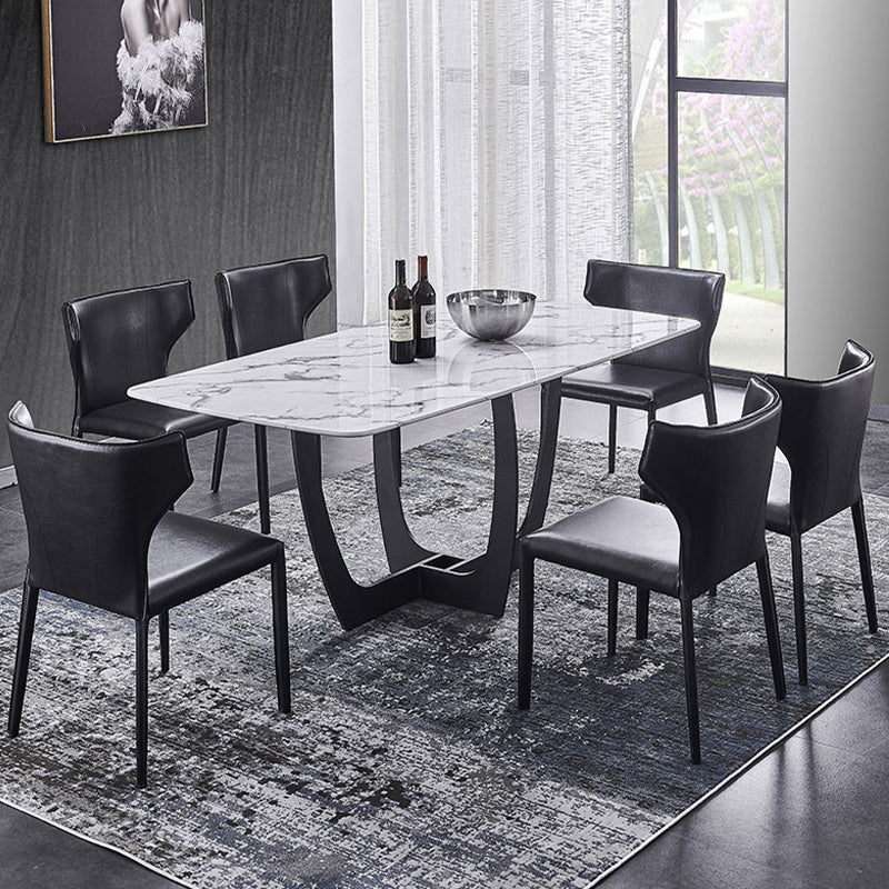 Chaise latéral en cuir moderne finition mate avec ailes pour salle à manger